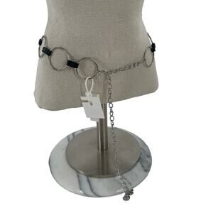 True Religion Silver Faux leather hoops rings chain belt